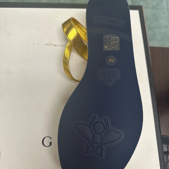 Gucci lilibeth gold crochet pearl GG slide platform espadrille sandal - Picture 4 of 6